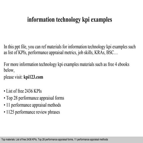 Information technology kpi examples