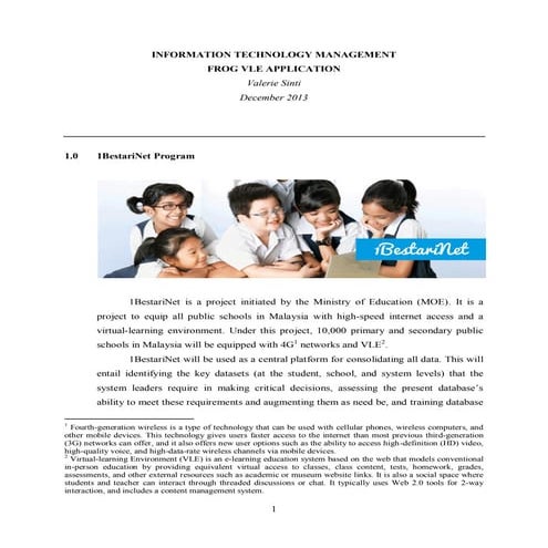 Information technology management frog vle application