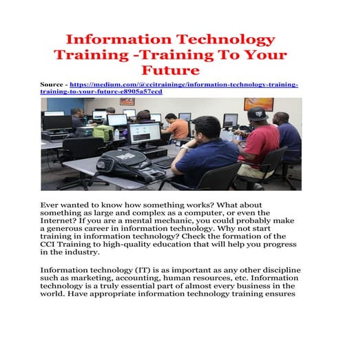 Information Technology Training -Training To Your Future