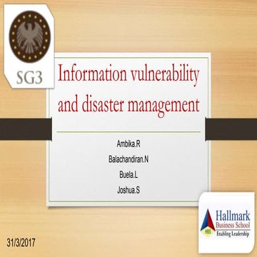 Information vulbnerability and disaster management   information management