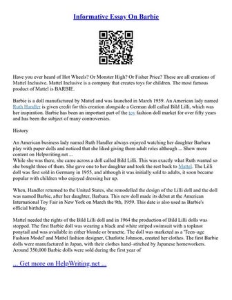 Informative Essay On Barbie