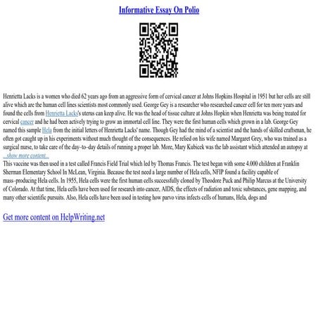 Informative Essay On Polio