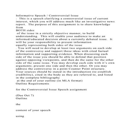 TEMPLATE SAMPLE of an Informative SPEECH Preparation OUTLINE | PDF