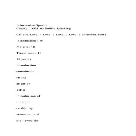 Informative SpeechCourse COM103 Public SpeakingCriteria.docx