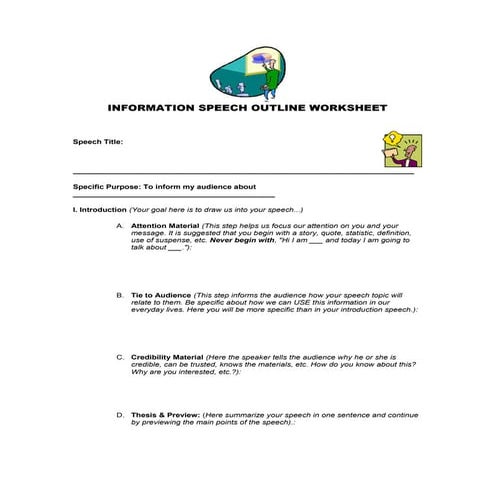 Informative  speech outline worksheet