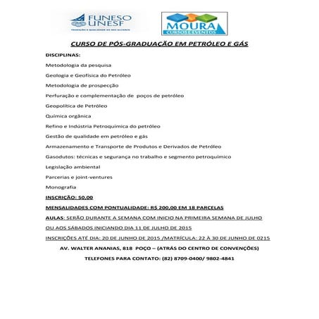 Pós em Petróleo e Gás