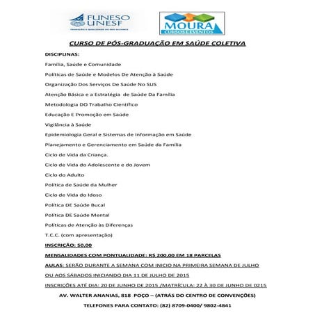 Pós em Saúde Coletiva