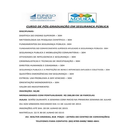 Pós Segurança Pública