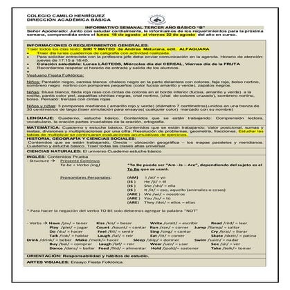 Informativo n°23   3° basico b - 14 de agosto de 2014