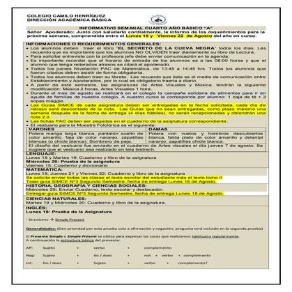 Informativo n°23   4° basico a - 14 de agosto de 2014