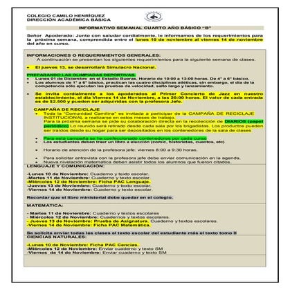 Informativo n°34 -_4°_basico_b_-_7_de_noviembre_de_2014