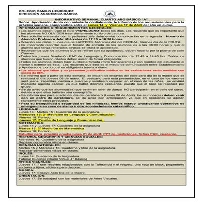 Informativo nº 7  4º basico a- 11 de abril de 2014