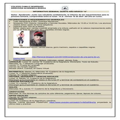 Informativo nº 7  5º basico a- 11 de abril de 2014