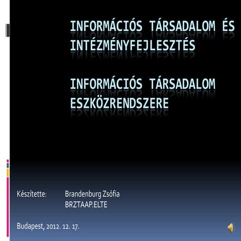 Információs társadalom és intézményfejlesztés