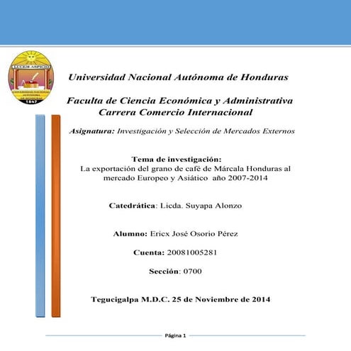 Informe de Café de Marcala La Paz