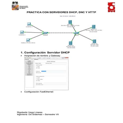 Configuración servidores DCHP, DNS y HTTP - Cisco Packet Tracer