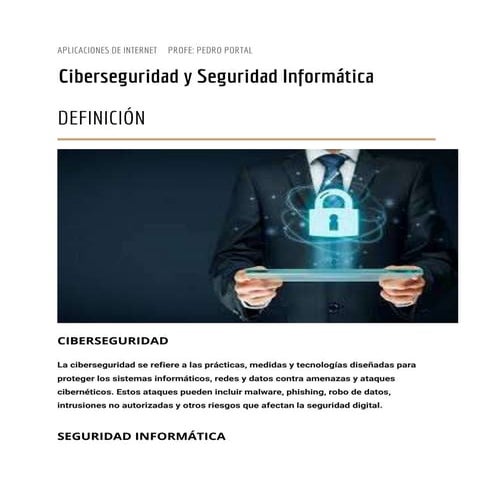 CIBERSEGURIDAD Y  SEGURIDAD INFORMATICA  IESTP GLBR