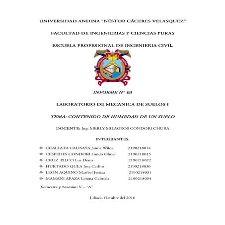 Informe De Contenido De Humedad De Un Suelo