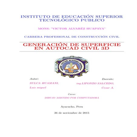 Informe - generacion de superficie - secciones transversales en Autocad  civi...