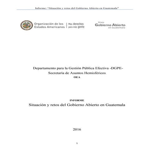 Informe de Gobierno Abierto del Secretario General de la OEA al Presidente de...