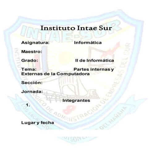 Informe partes internas y externas de la computadora