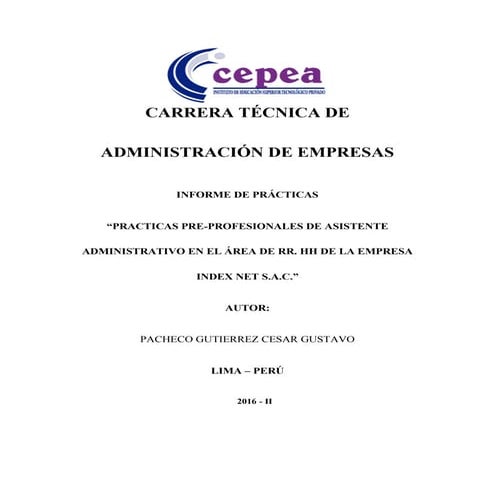 INFORME DE PRÁCTICAS: “PRÁCTICAS PRE-PROFESIONALES DE ASISTENTE ADMINISTRATIV...