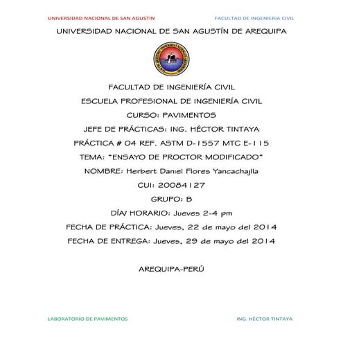INFORME PROCTOR MODIFICADO-LAB. PAVIMENTOS