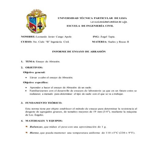 Informe # 4 abrasión