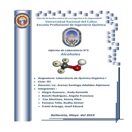 Informe de química orgánica I - Alcoholes
