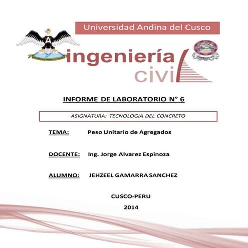 peso unitario de agregados