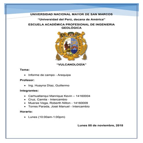 Informe arequipa precampo