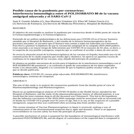 Informe hospital barbastro España - Posible causa de la pandemia por coronavirus