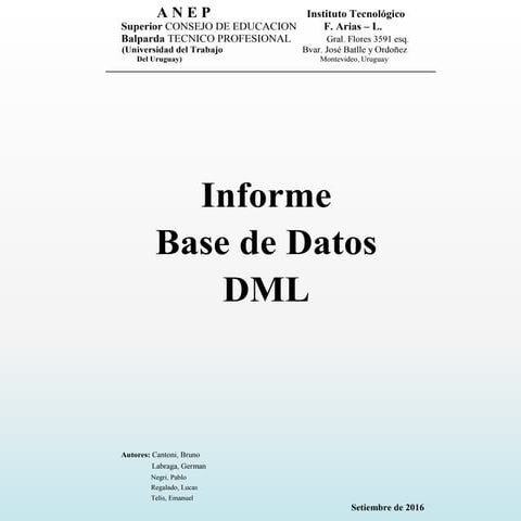 Informe Base de Datos DML