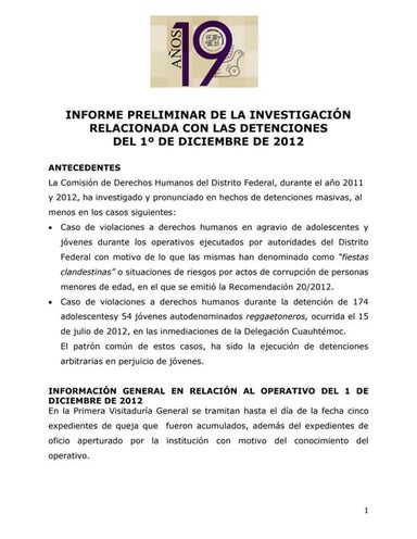 Informe de la CDHDF sobre detenciones arbitrarias por la policía del DF