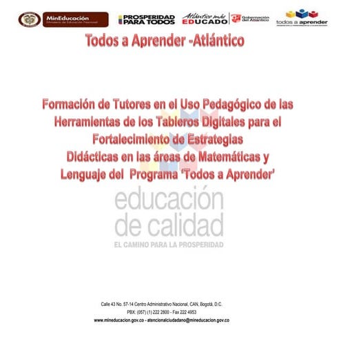 Informe con evidencias de la formacion a tutores en uso pedagógico de los tab...