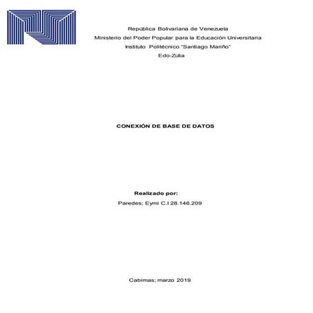 Informe conexion de base de datos visual basic 6.0