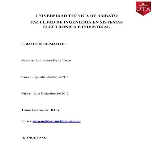 Informe construccion del blog emilio freire