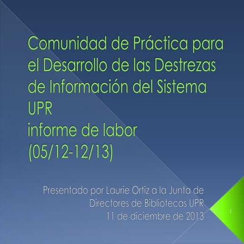 Informe Comunidad Práctica Destrezas Información 2013