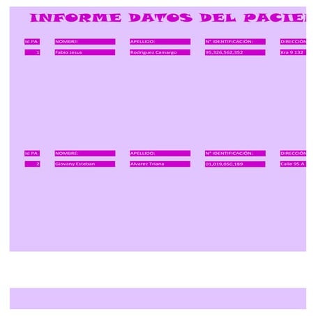 Informe datos paciente