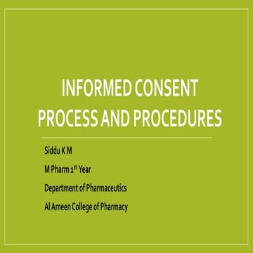 Informed consent process and procedures