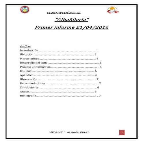 Informe  de albañilería 
