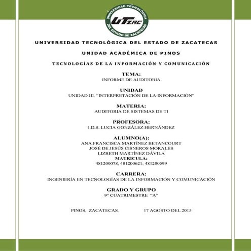 Informe de auditoria