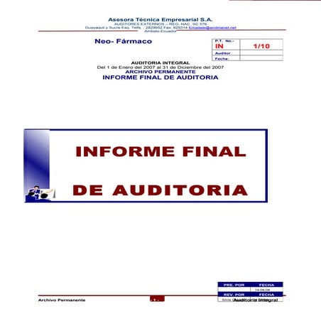 Informe de auditoria como archivo permanente