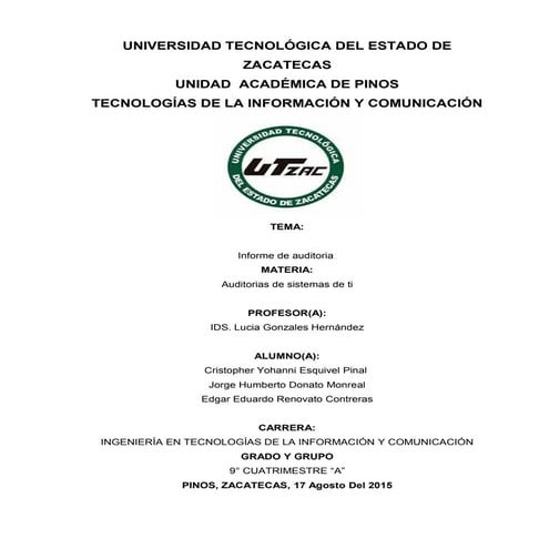 Informe de auditoria unidad iii