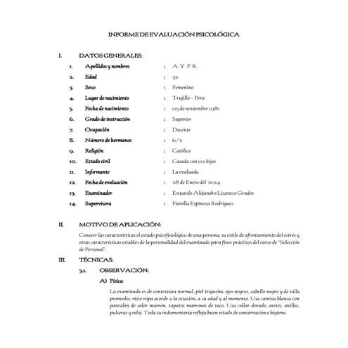 Informe de evaluación del test de los colores de lüscher