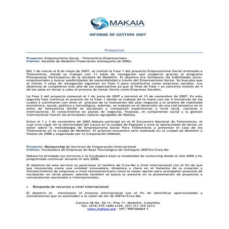 MAKAIA Informe de gestión 2007