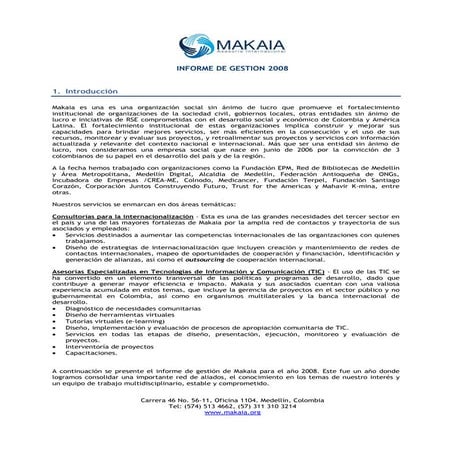 MAKAIA Informe de gestión 2008
