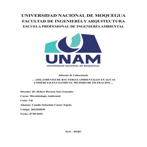 Informe de Laboratorio - Aislamiento de bacterias ambientales en aguas comerciales - CSCT.pdf