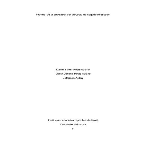 Informe de la entrevista del proyecto de seguridad escolar 