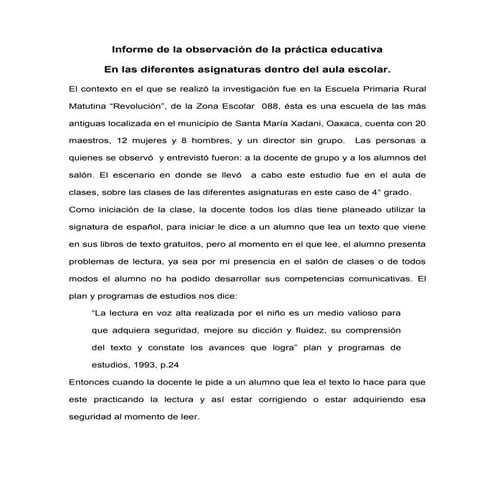 Informe de la observación